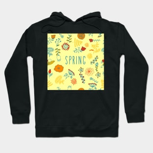 Spring pattern with flowers, vector floral illustration in vintage style Hoodie